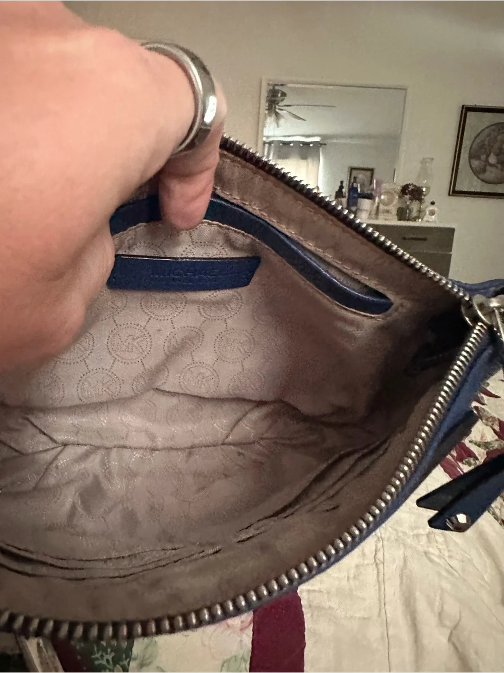 Michael Kors Electric Blue Pebbled Leather Crossbody Bag